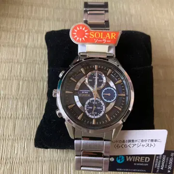 세이코 WIREDWATCH 솔라 손목시계 AGAD062 블랙 네이비