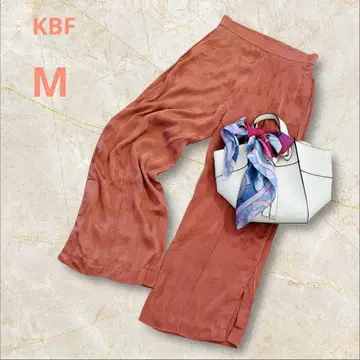 KBF 와이드 팬츠 실크 느낌 차이나풍 꽃무늬 오렌지 사이즈 1
