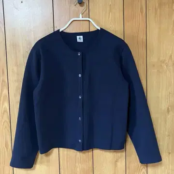 쁘띠바토 크루넥 가디건 면 네이비 오가닉 코튼
