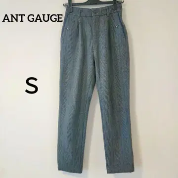 ANT GAUGE 앤트게이지 그레이 네이비 체크 무늬 하이웨스트 팬츠 S