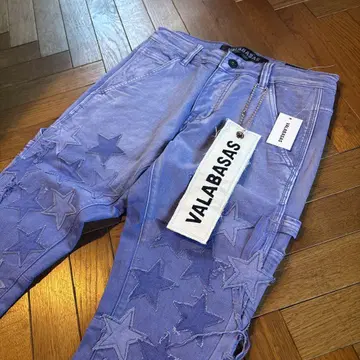 새상품 valabasas 발라바사스 스타 스키니 플레어 데님 퍼플 28