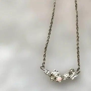 ANNA SUI 핑크 스톤 & 클리어 비즈 목걸이 실버 925