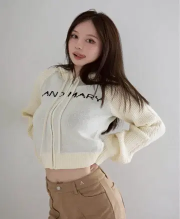 andmary Jeniffer knit hoodie set ivory