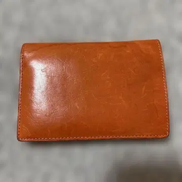 천연 가죽 접이식 지갑 오렌지 fico GANZO