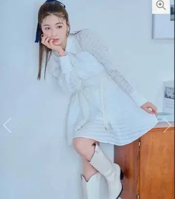 미사용 새상품 프론트 셔링 리본 미니 셔츠 플레어 원피스