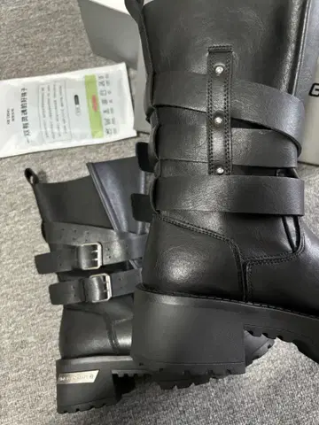 여성용 엔지니어 부츠 천연 가죽 핸드메이드 통굽 6cm 롱 부츠