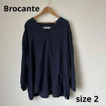 새상품급 케8 Brocante 브로캔트 린넨 셔츠 size2 네이비