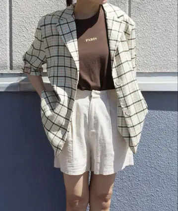 me+em select 체크 테일러드 자켓