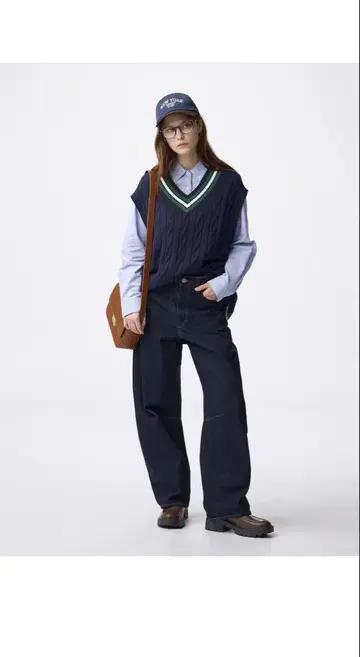 GU 배럴 레그 청바지 네이비 택 포함