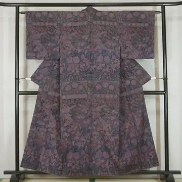 차콜 그레이  보라색 공작 순수 실크 염색  캐주얼 155cm a394