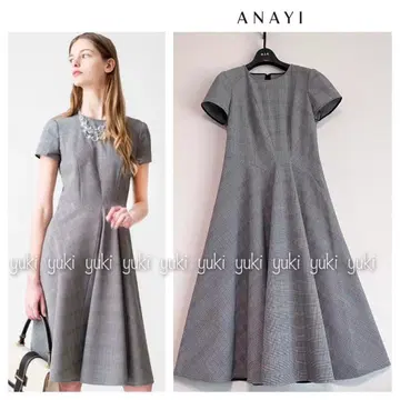 ANAYI 2way 체크 아지메 플레어 원피스 36