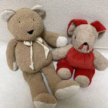맨해튼 토이 베이지 곰 패밀리아 빨간 옷 토끼 빈티지 세트