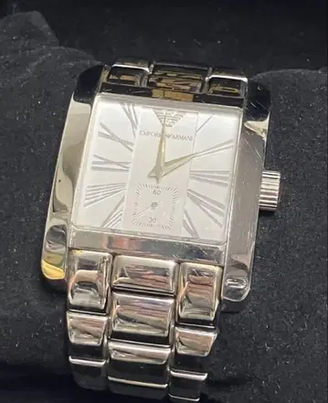 EMPORIO ARMANI 스퀘어 손목시계 실버 AR-0182