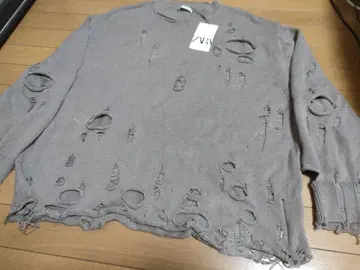 ZARA 자라 데미지 가공 니트 스웨터 미사용 새상품 택 포함