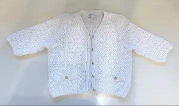 [ 미착용 새상품 ] ZARA 라메 입 코튼 니트 골드 버튼 5부 소매