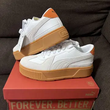 PUMA 여성용 스니커즈 화이트/오렌지