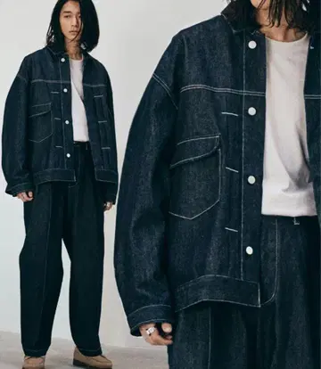WYM HEAVY OZ WIDE DENIM SET-UP 인디고 블루