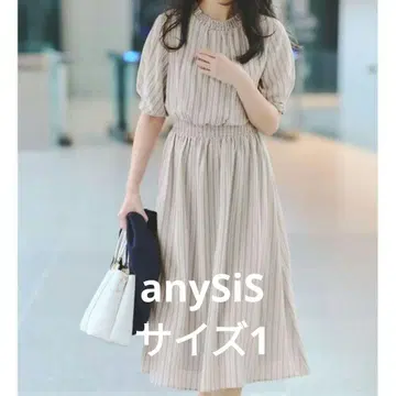 anySiS [ 세탁 가능 ] 축구 스트라이프 원피스 1 S 아이보리