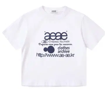 한국 aeae 에이이에이이 반팔 티셔츠 화이트 네이비