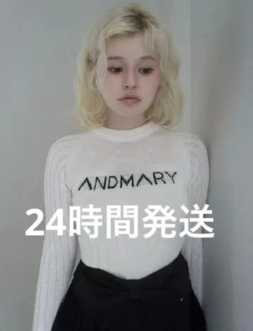 andmary Mary logo knit tops white