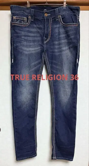 TRUE RELIGION 빅 사이즈 스키니 데님 다크 블루 페이드
