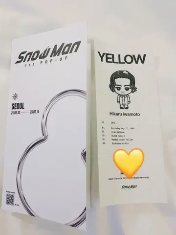 SnowMan 1stPOPUP 궁합 진단서 시트 이와모토 히카루 팜플렛