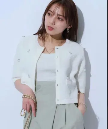 마이 스트라다 비쥬 크롭 가디건