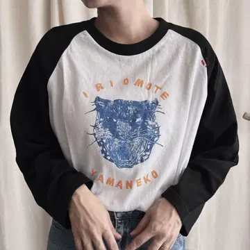 래글런 셔츠 긴팔 남성용 여성용 코튼 고양이