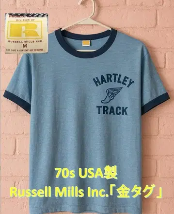 70s USA Russell 금택 링거 T셔츠 빈티지 M