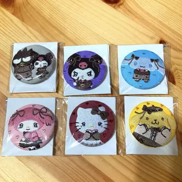산리오 자수 캔뱃지 6종 바츠마루 쿠로미 폼폼푸딩 마이멜로디
