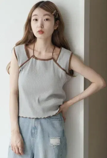 kastane 배색 파이핑 아메슬리 탱크 완판 블루
