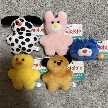 mojojojo 마스코트 봉제 인형 페이스 파우치 BC 파랑 5종 세트