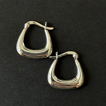 실버925 silver 스퀘어 후프 귀걸이/경연마 마감/양쪽 귀