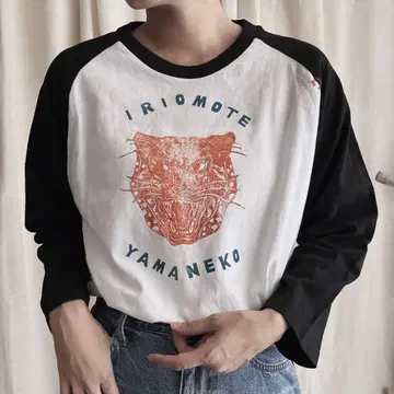 코튼 래글런 셔츠 긴팔 남성용 7부 소매 고양이