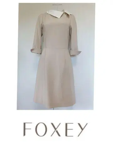 FOXEY 폭시 화이트 카라 원피스 베이지 38
