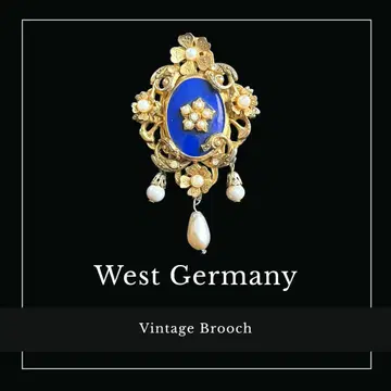 West Germany 제 미사용 로얄 블루 스윙 펄 브로치