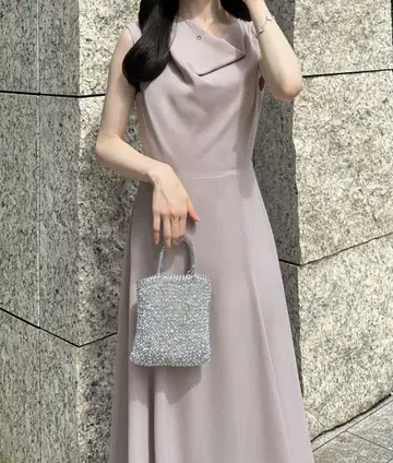 새상품 택 포함 드레이프 플레어 원피스 라벤더