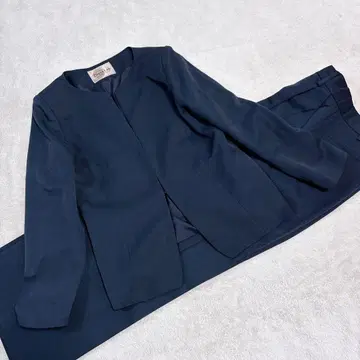 새상품급 L 드레스라보 노카라 수트 와이드 팬츠 네이비 비즈니스
