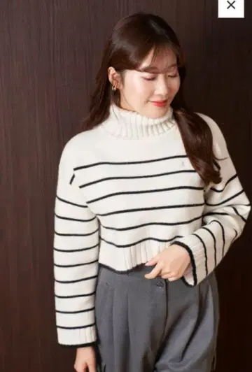 하립투 Striped Turtleneck Knit Pullover