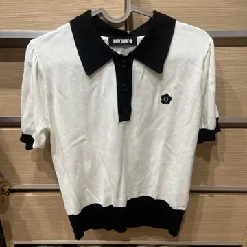 MARY QUANT 바이컬러 데이지 폴로 풀오버