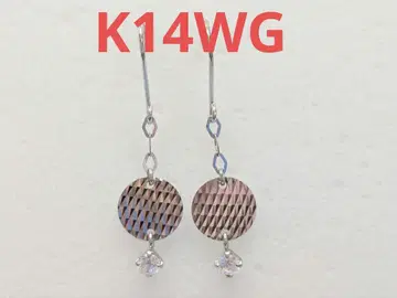 K14WG 각인 다이아컷 링 귀걸이