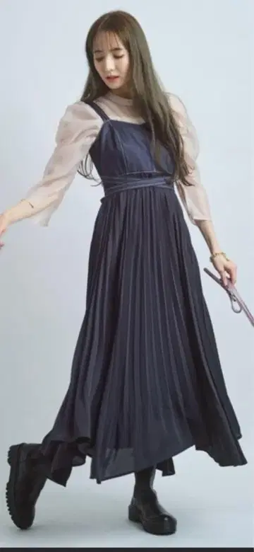 Rirandture 뷔스티에 콤비 플리츠 원피스