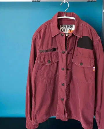 FREE CITY 프리 시티 워크 밀리터리 셔츠 자켓 크림슨