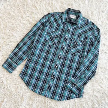 새상품급 Wrangler 긴팔 웨스턴 옴브레 체크 셔츠