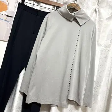 센소유니코 메후 스티치 비대칭 티셔츠