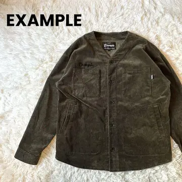 example 코듀로이 노카라 자켓 L 카키 자수