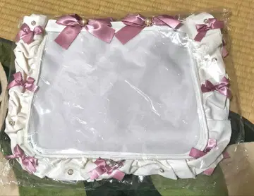 자카마트 프릴 토트 이타백 화이트 로즈 핑크