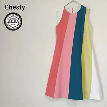 [새상품급] Chesty 체스티 원피스 스트라이프 파스텔 컬러 무릎 기장