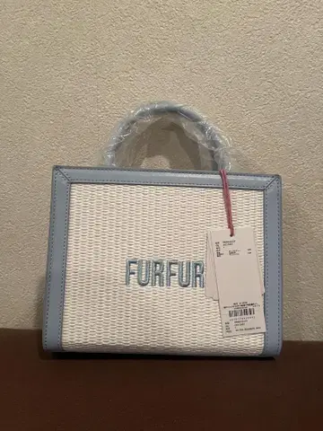 FURFUR 트위드 로고 토트백 스카이블루 퍼퍼 숄더백