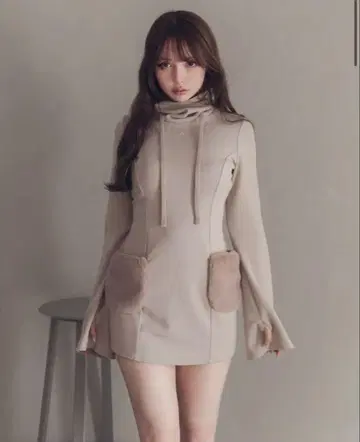 ANDMARY Fur pocket mini dress 베이지